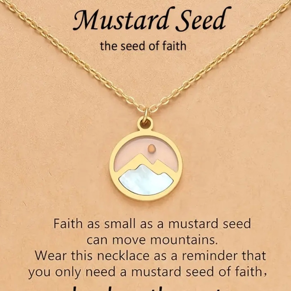 Christian Necklace - With the faith of a mustard seed you can move a mountain.